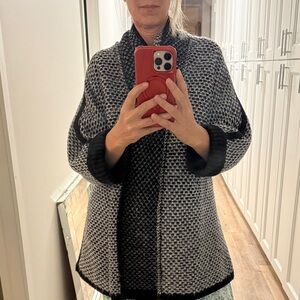 Chic Black and White Knit reversible and handmade Cardigan. No tags. Size large